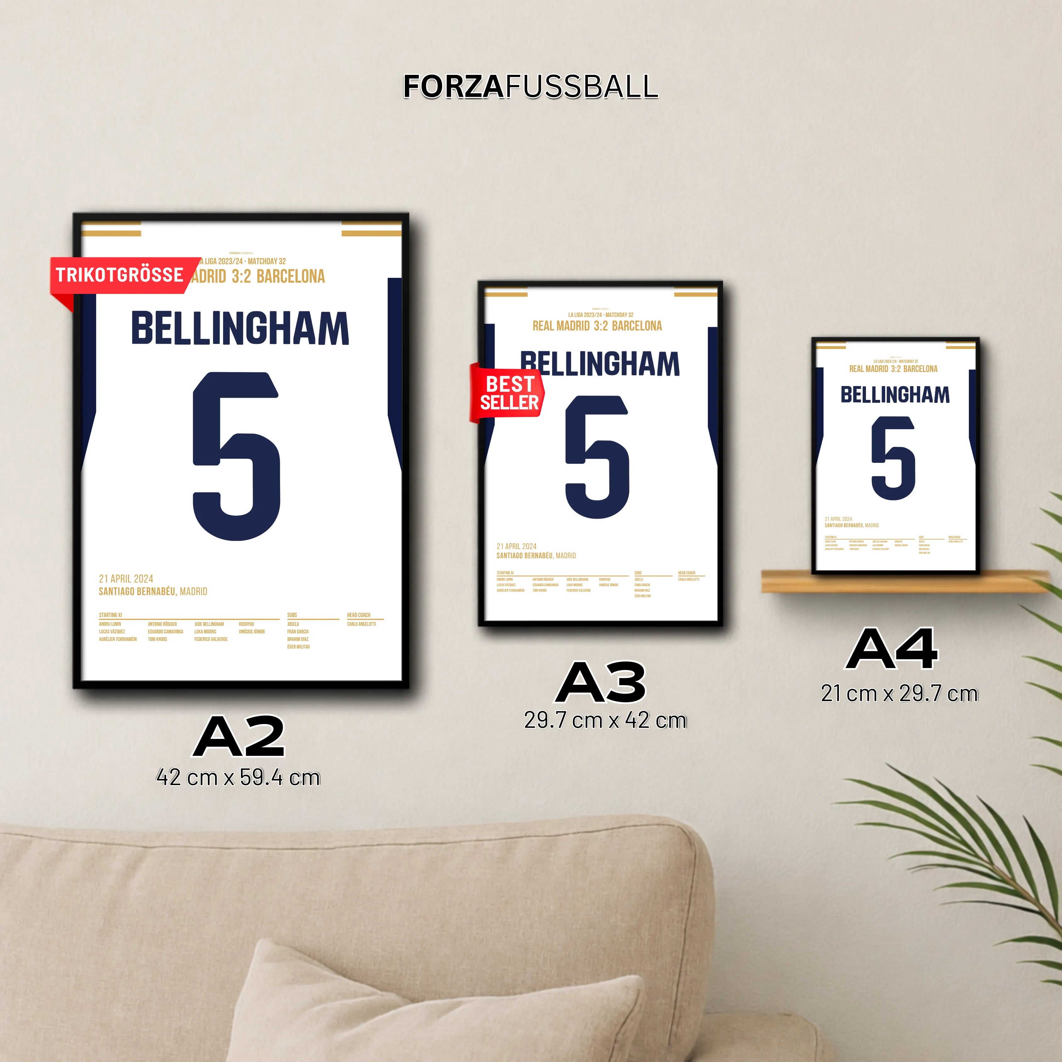 Jude Bellingham entscheidet den Clasico in der Nachspielzeit Fußball Poster mit Rahmen