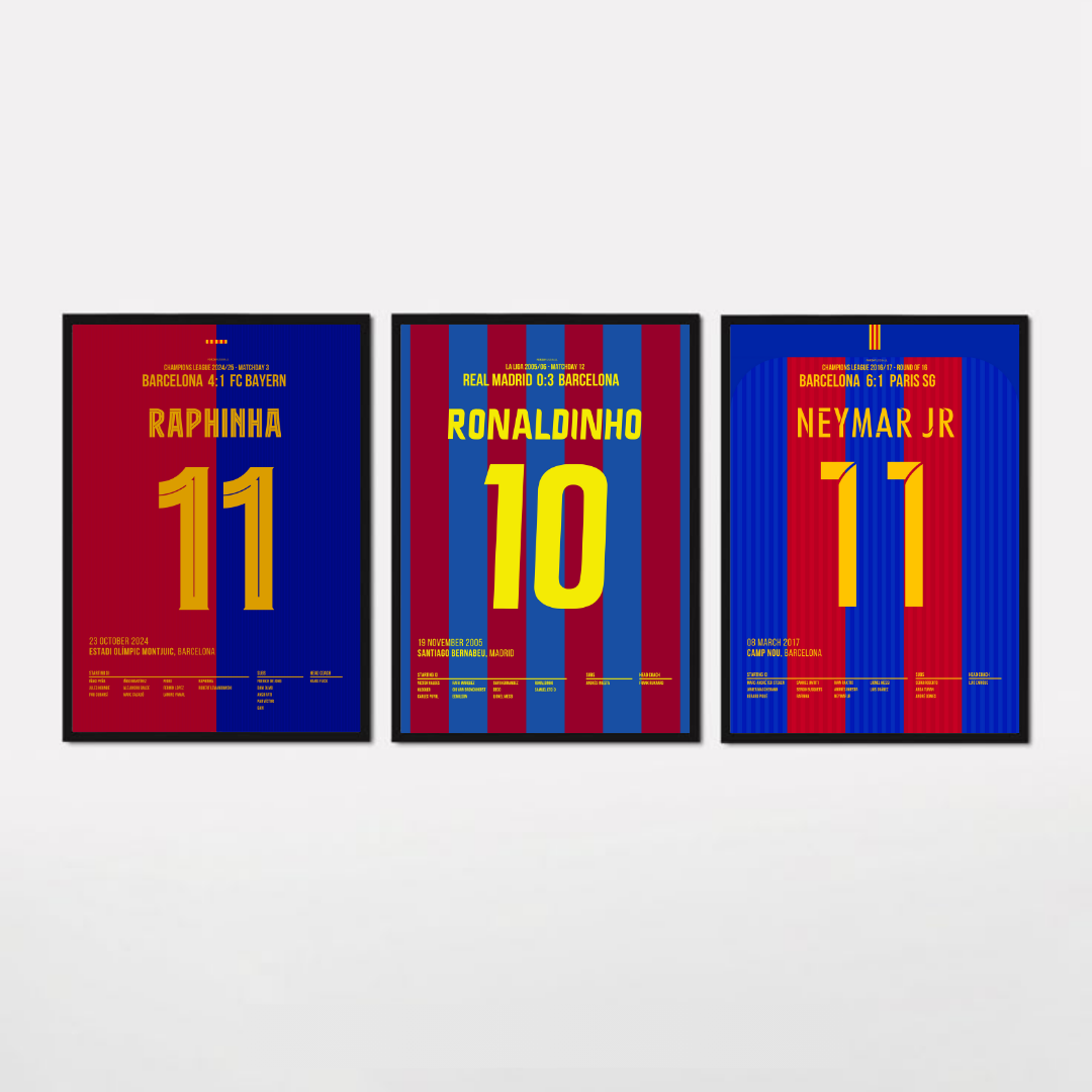 Barca Brazil Hero Bundle Fußball Poster mit Rahmen
