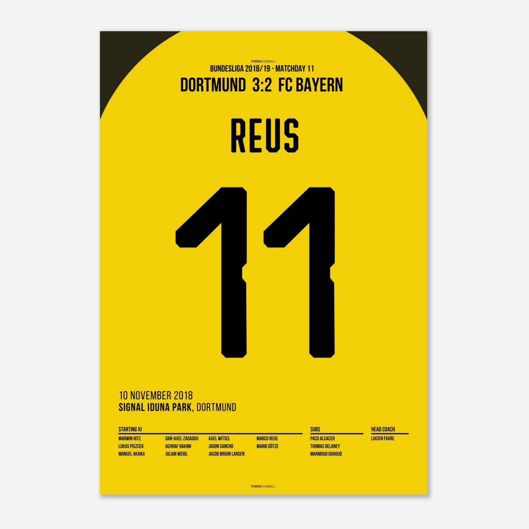 Marco Reus schießt die Bayern aus dem Stadion Fußball Poster mit Rahmen