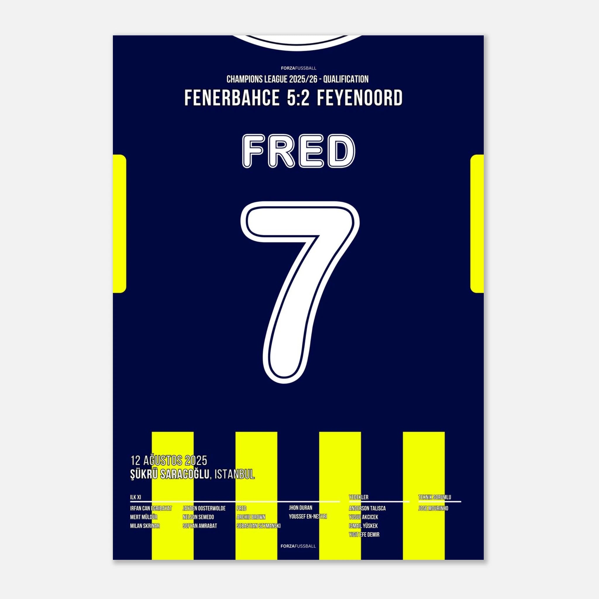 Fred´s Traumtor gegen Feyenoord bringt Fener in die nächste Runde Fußball Poster mit Rahmen