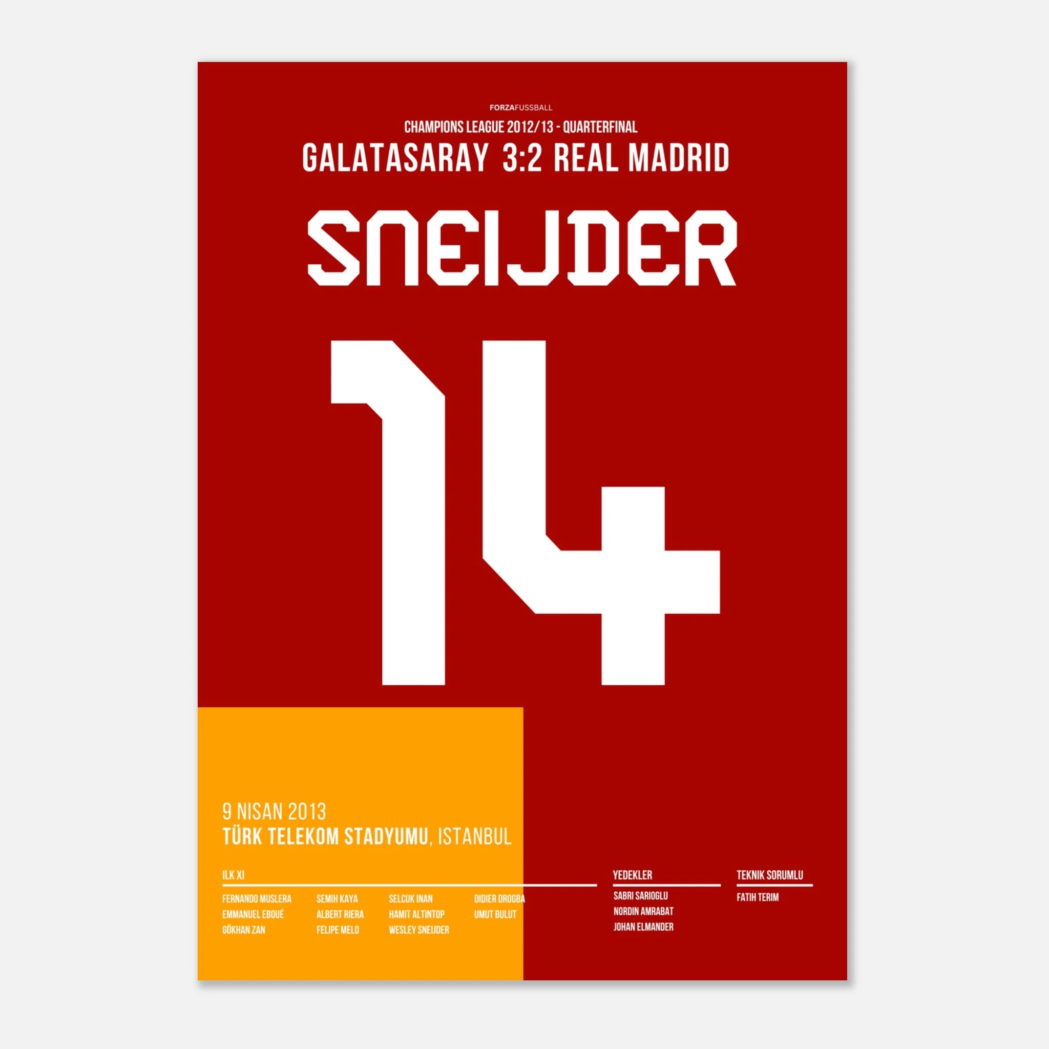 Sneijder dreht das Spiel gegen Real mit Tor und Vorlage Fußball Poster mit Rahmen