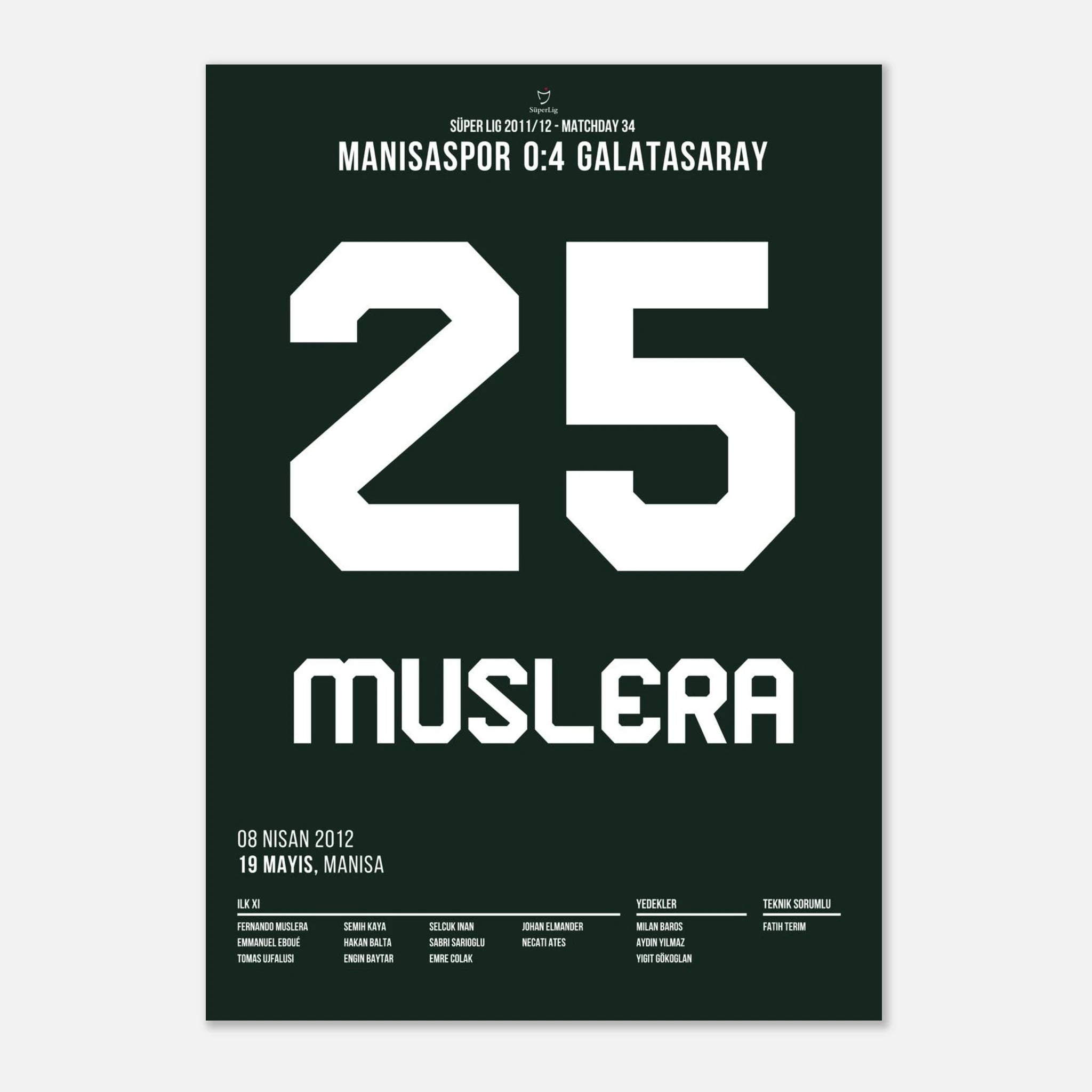 Muslera verwandelt vom Punkt zur Meisterschaft 2012 Fußball Poster mit Rahmen