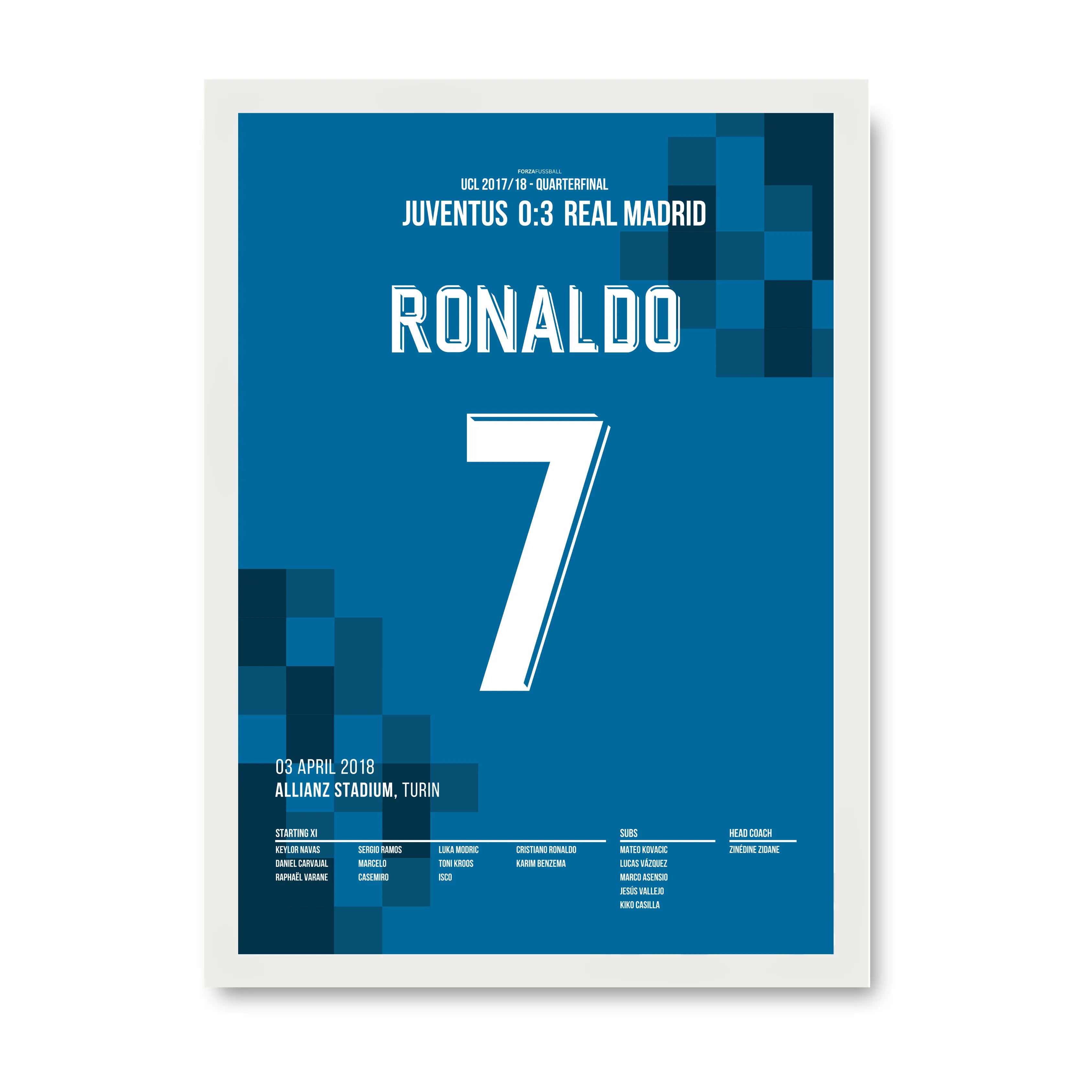 Ronaldo's Fallrückzieher gegen Juve führt Real Richtung Henkelpott Fußball Poster mit Rahmen