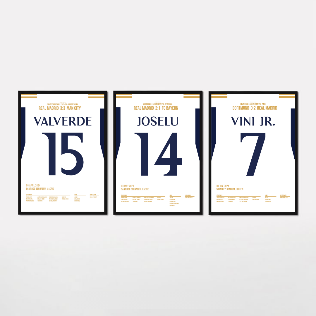 Real Madrid UCL 24 Bundle Fußball Poster mit Rahmen