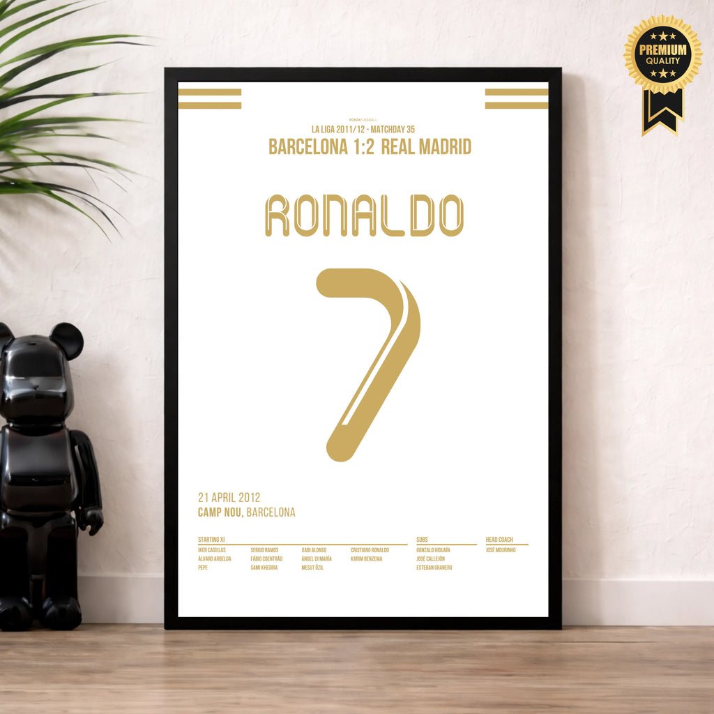 Calma, Calma.. Ronaldo entscheidet die Meisterschaft im Clasico 2012 Fußball Poster mit Rahmen