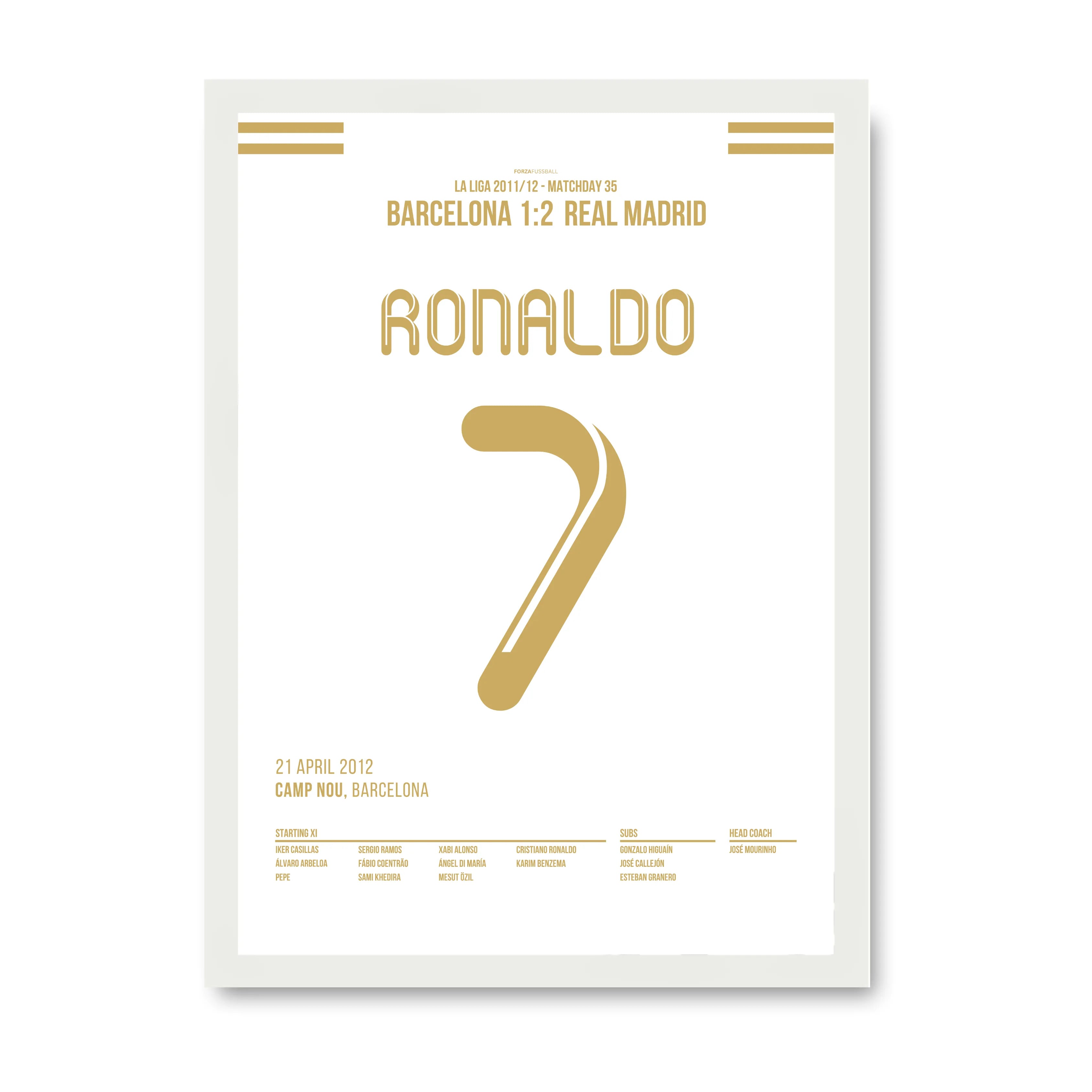 Calma, Calma.. Ronaldo entscheidet die Meisterschaft im Clasico 2012 Fußball Poster mit Rahmen
