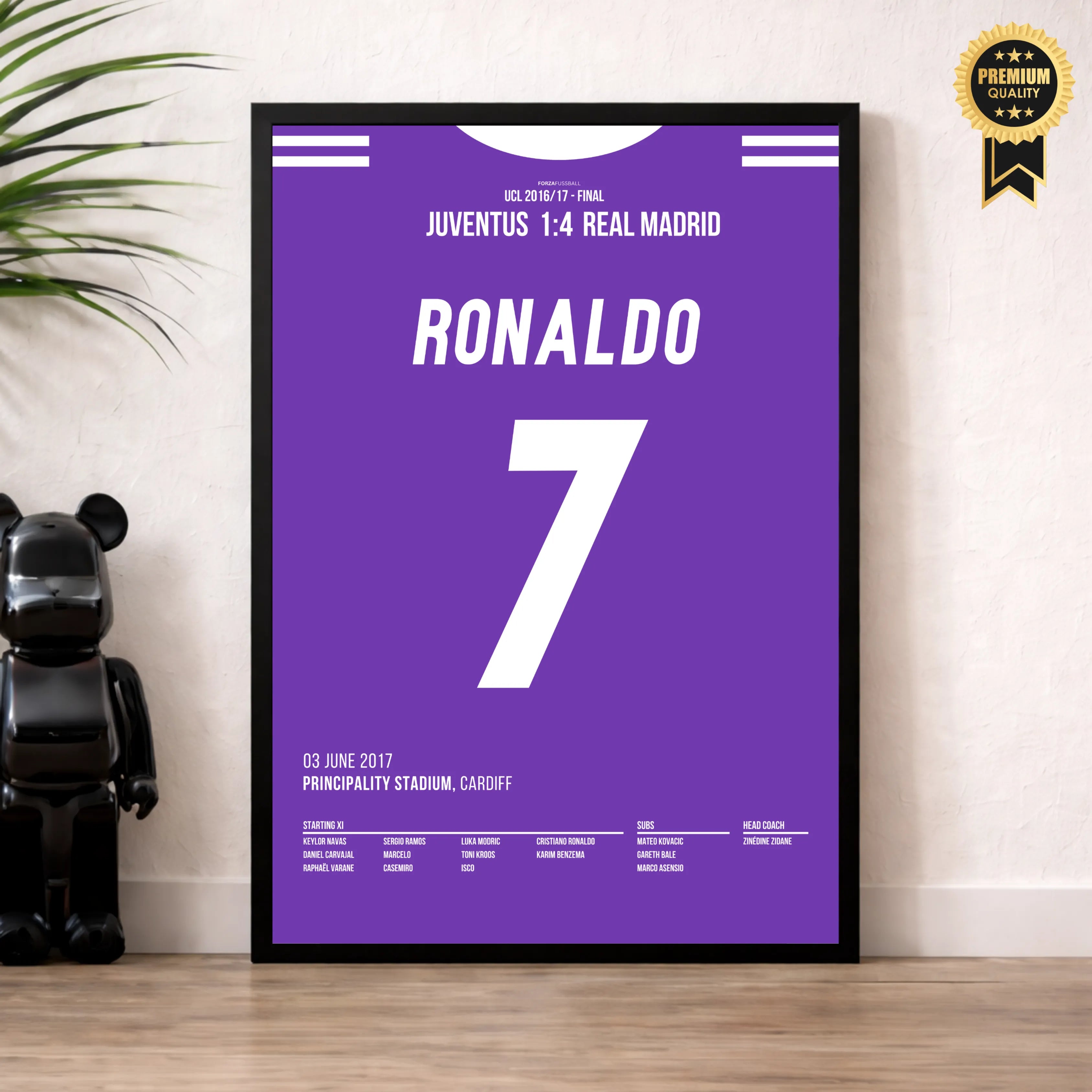 Ronaldo beschert Real Madrid gegen Juve den 12. CL Titel Fußball Poster mit Rahmen