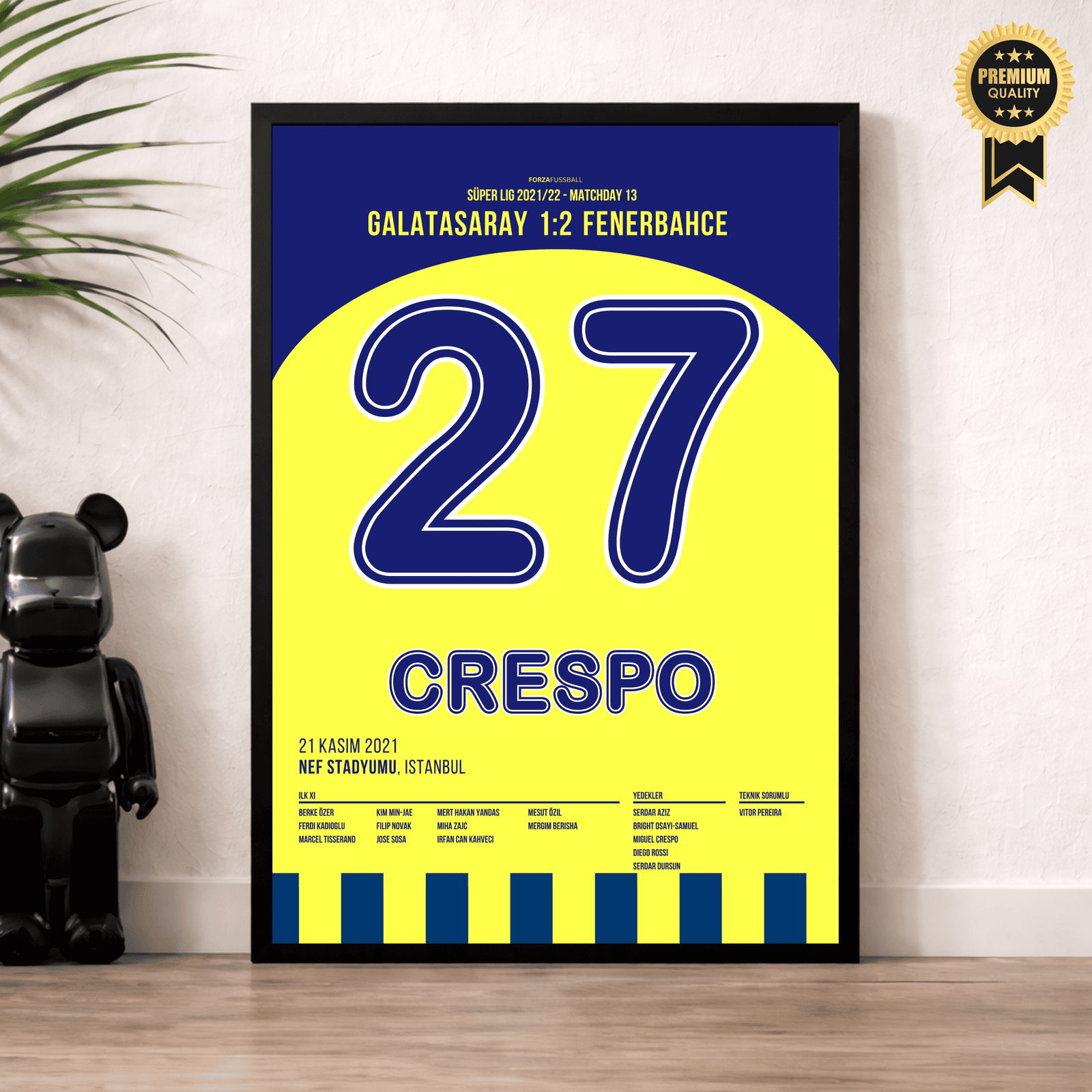 Miguel Crespo mit dem Siegtreffer gegen Gala in letzter Minute Fußball Poster mit Rahmen