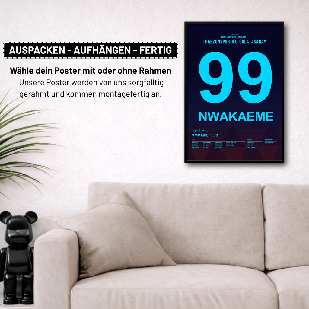 Nwakaeme und Trabzonspor schießen Gala mit 4:0 ab Fußball Poster mit Rahmen