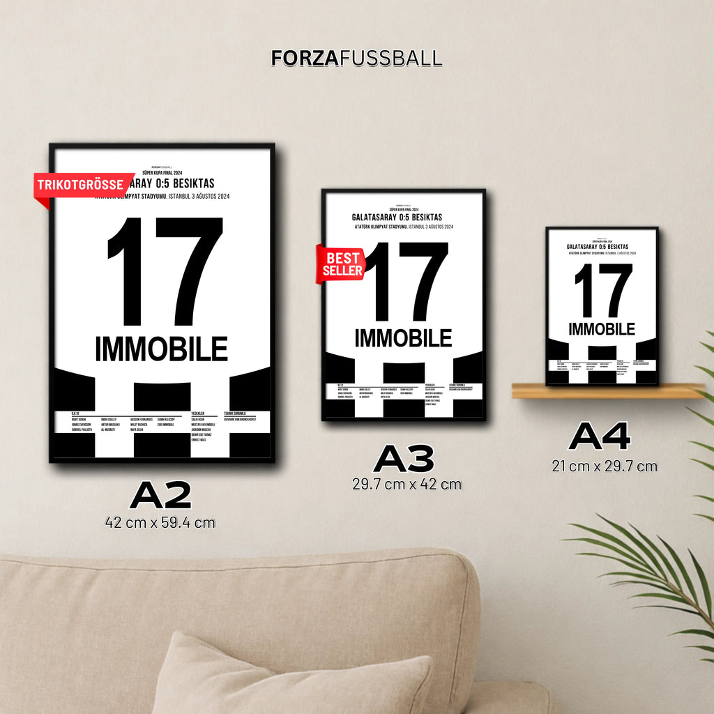 5:0! Immobile und Besiktas klatschen Gala im Super Cup Finale Fußball Poster mit Rahmen