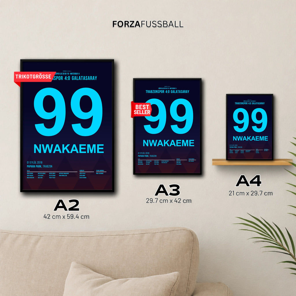Nwakaeme und Trabzonspor schießen Gala mit 4:0 ab Fußball Poster mit Rahmen