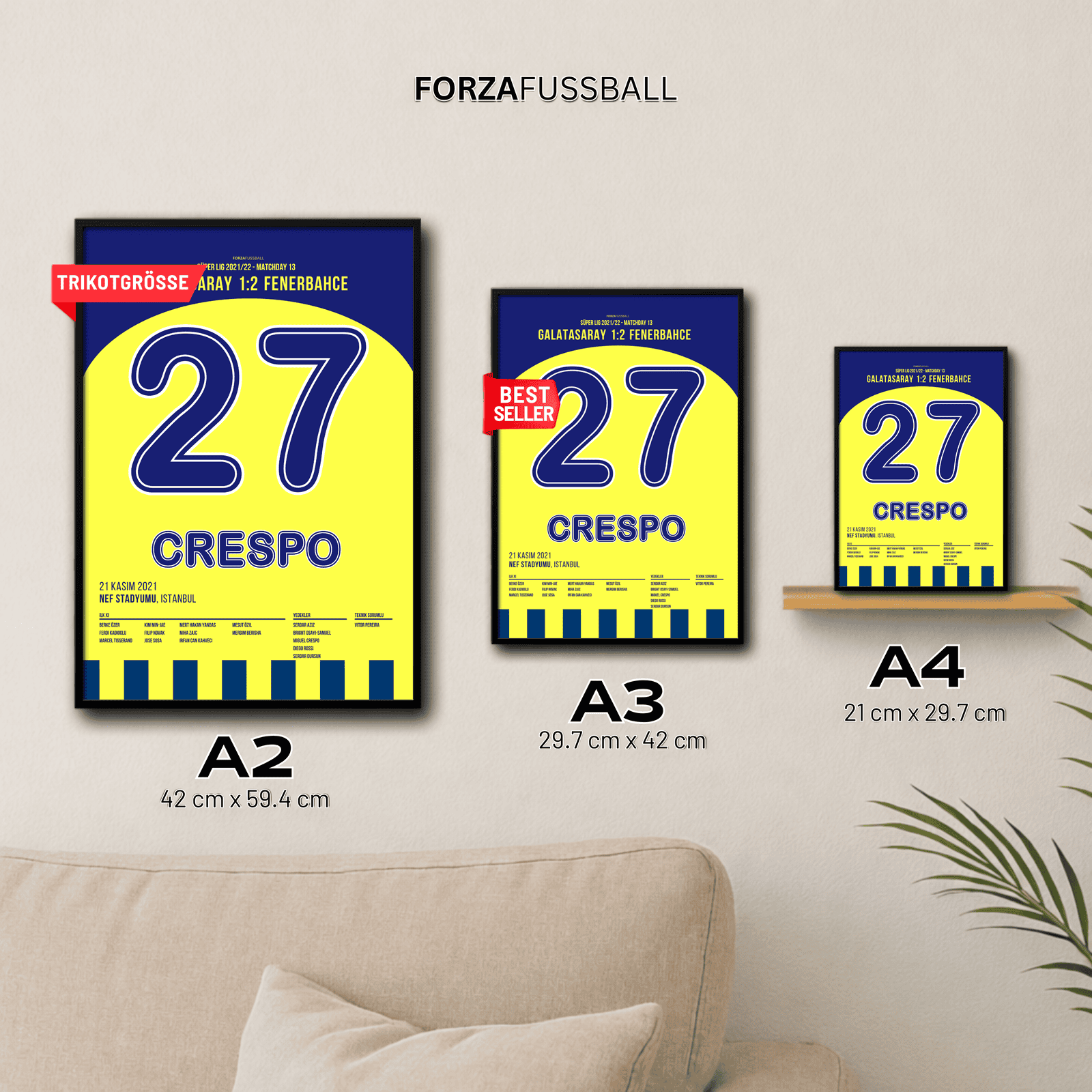 Miguel Crespo mit dem Siegtreffer gegen Gala in letzter Minute Fußball Poster mit Rahmen
