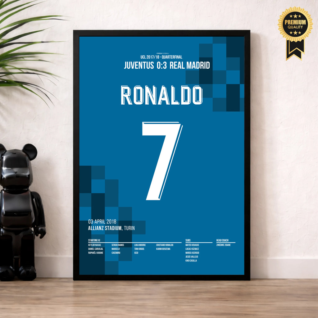 Ronaldo's Fallrückzieher gegen Juve führt Real Richtung Henkelpott Fußball Poster mit Rahmen