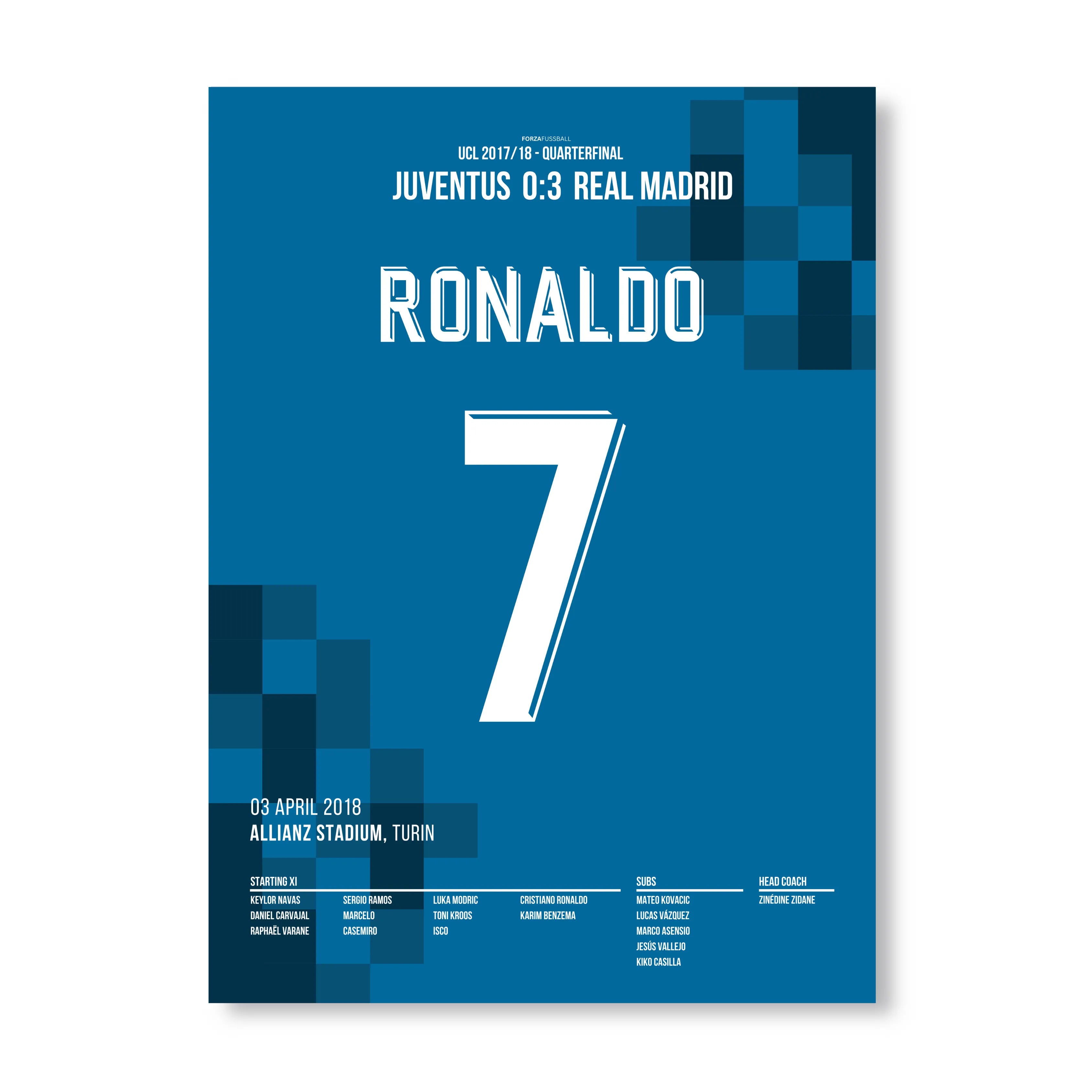 Ronaldo's Fallrückzieher gegen Juve führt Real Richtung Henkelpott Fußball Poster mit Rahmen