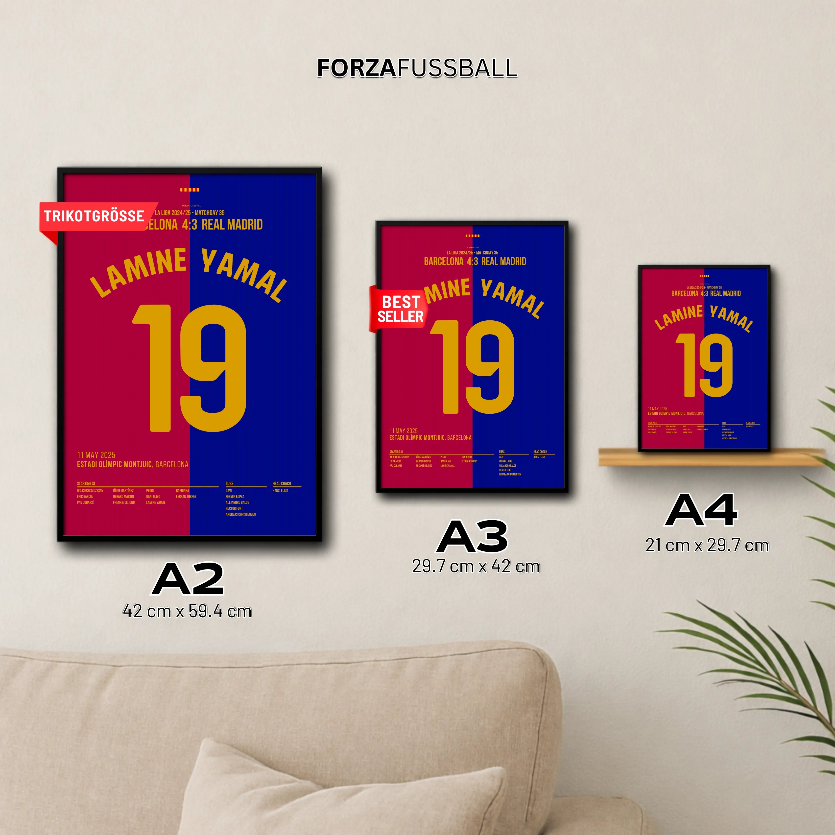 Lamine Yamal Show im Clasico um die Meisterschaft Fußball Poster mit Rahmen