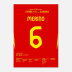 Merino köpft Spanien in letzter Minute zum Sieg gegen Deutschland Fußball Poster mit Rahmen