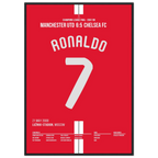 Ronaldo köpft Man United Richtung CL Titel gegen Chelsea Fußball Poster mit Rahmen