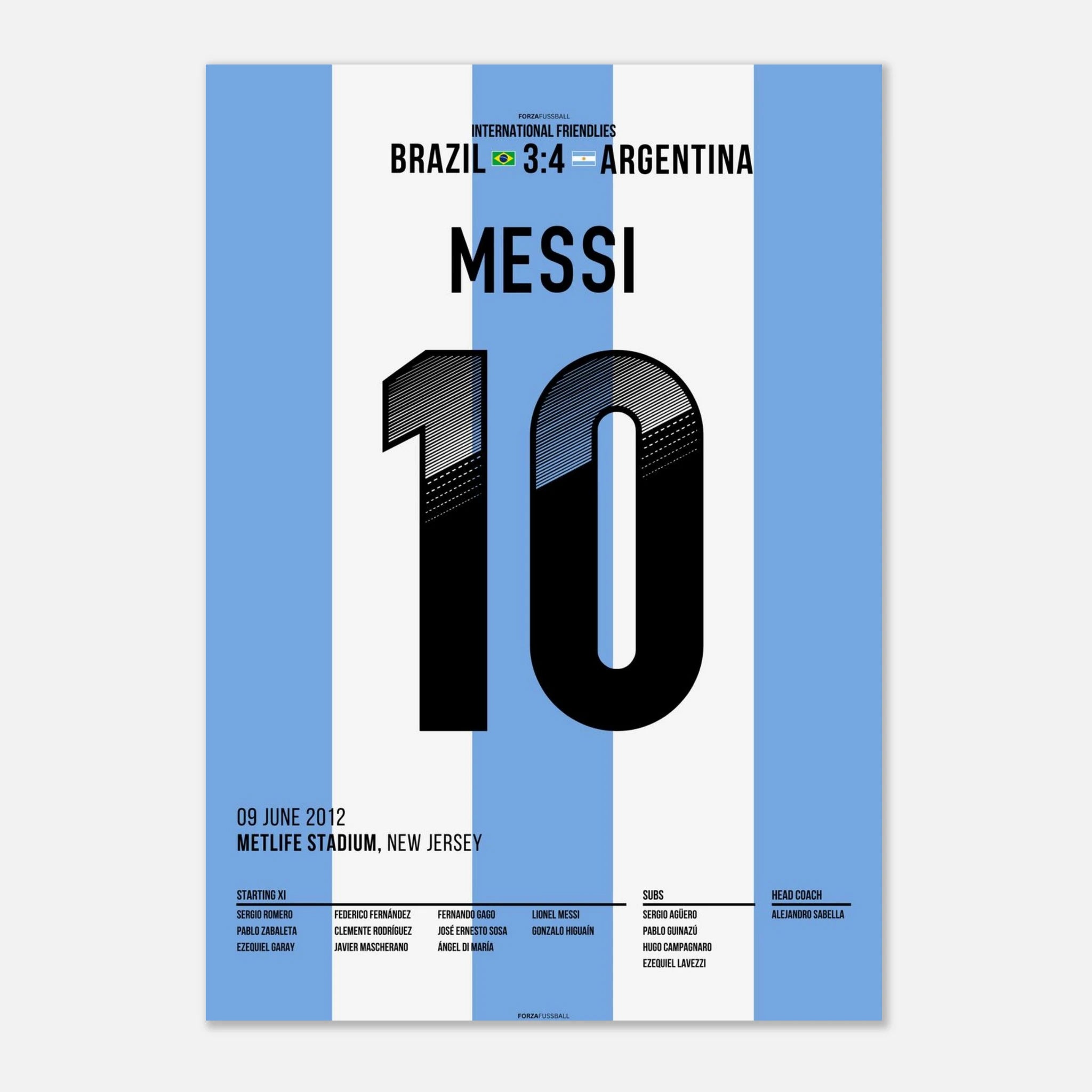 Messi schraubt Brasilien per Hattrick komplett auseinander Fußball Poster mit Rahmen
