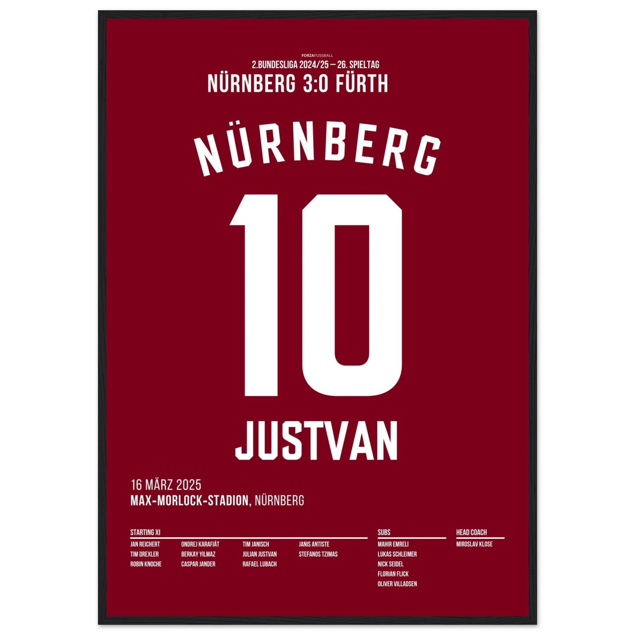 Justvan und der Club demontieren FÜ im Derby Fußball Poster mit Rahmen