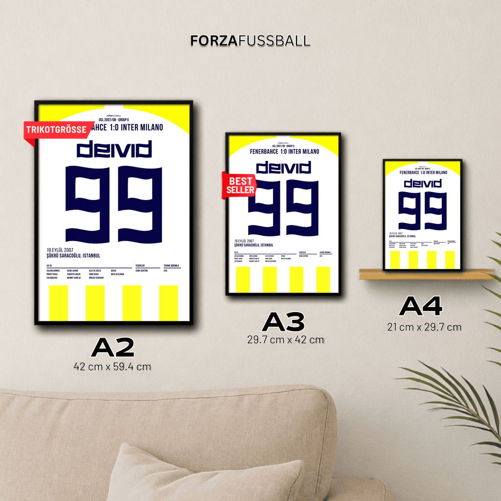 Deivid mit dem Seitfallzieher zum Sieg gegen Inter Fußball Poster mit Rahmen