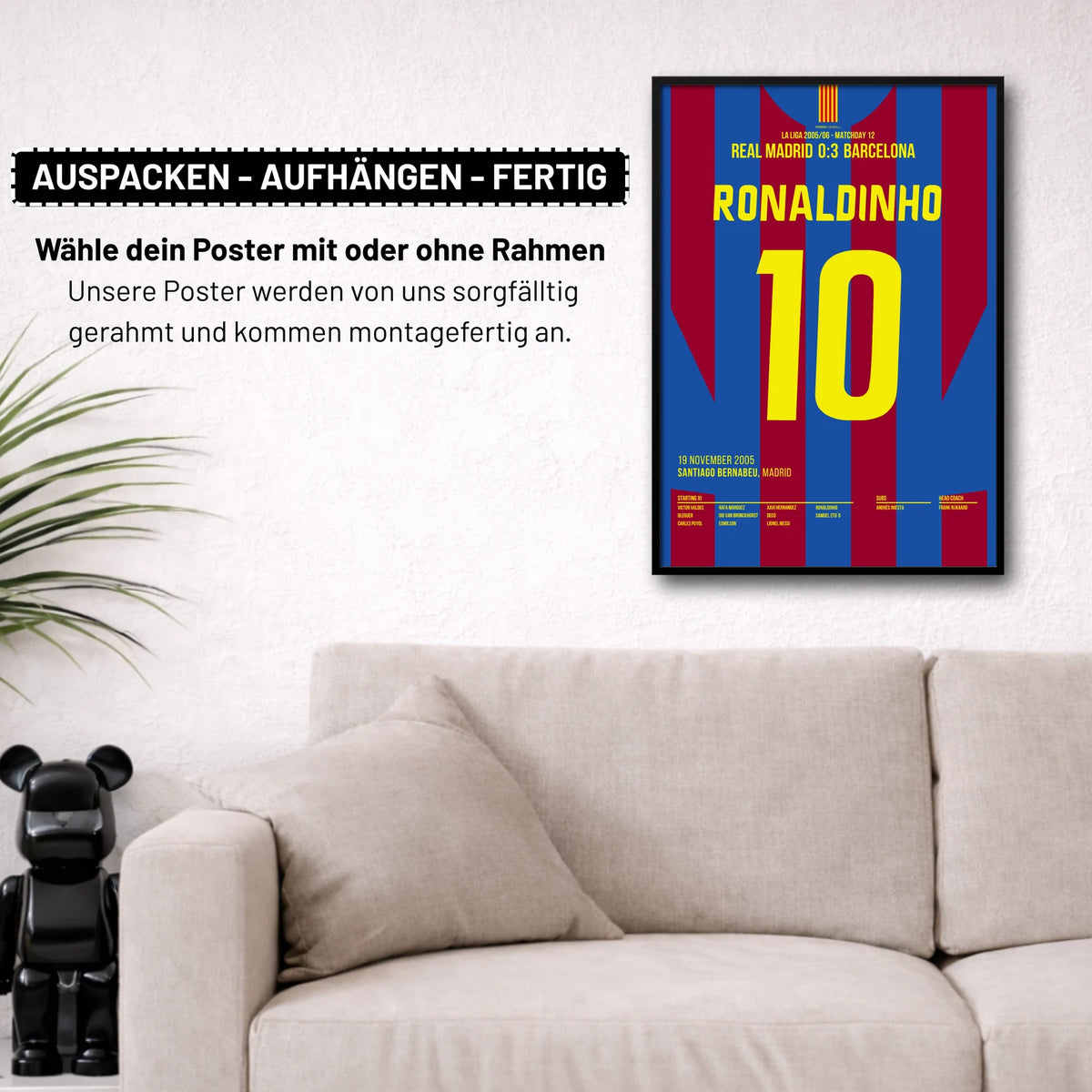 Poster kommt fertig gerahmt und montagefertig an