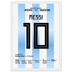Messi'Traumtor zum Sieg gegen Nigeria bei der WM 2018 Fußball Poster mit Rahmen