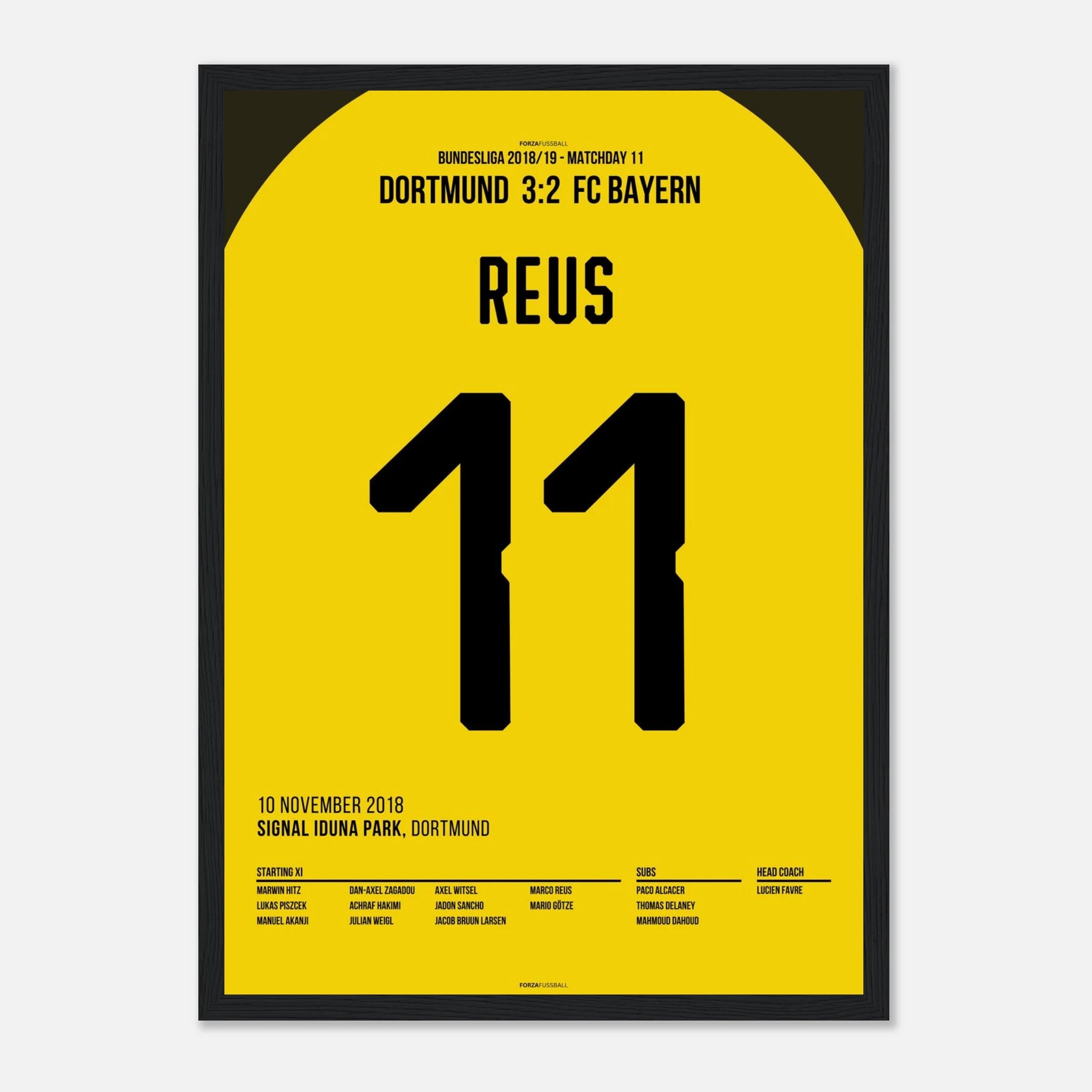 Marco Reus schießt die Bayern aus dem Stadion Fußball Poster mit Rahmen