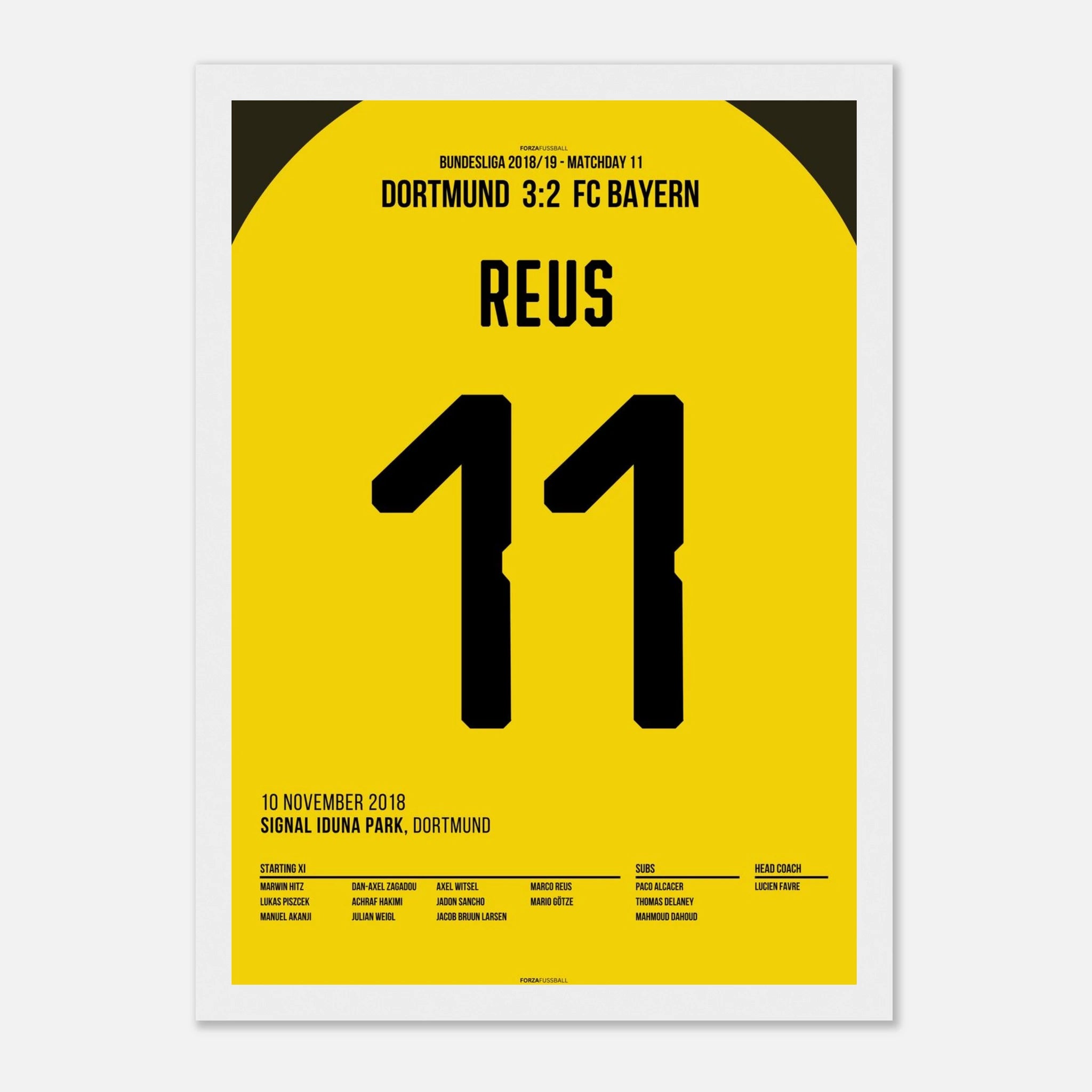 Marco Reus schießt die Bayern aus dem Stadion Fußball Poster mit Rahmen