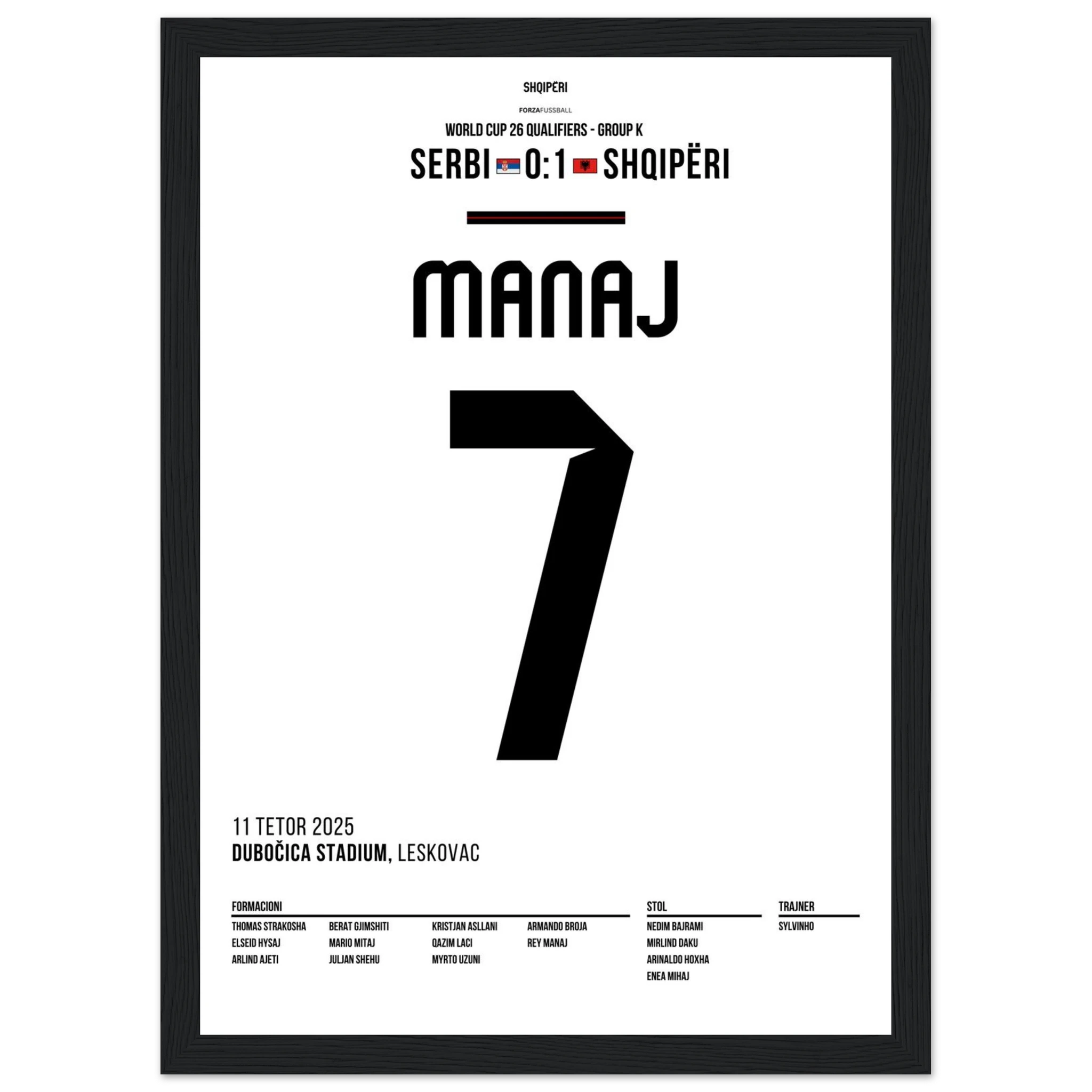 Rey Manaj schießt Albanien zum historischen Sieg gegen Serbien Fußball Poster mit Rahmen