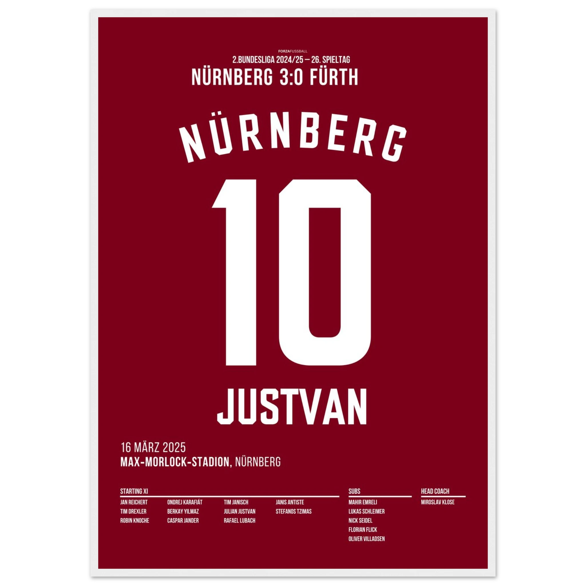 Justvan und der Club demontieren FÜ im Derby Fußball Poster mit Rahmen