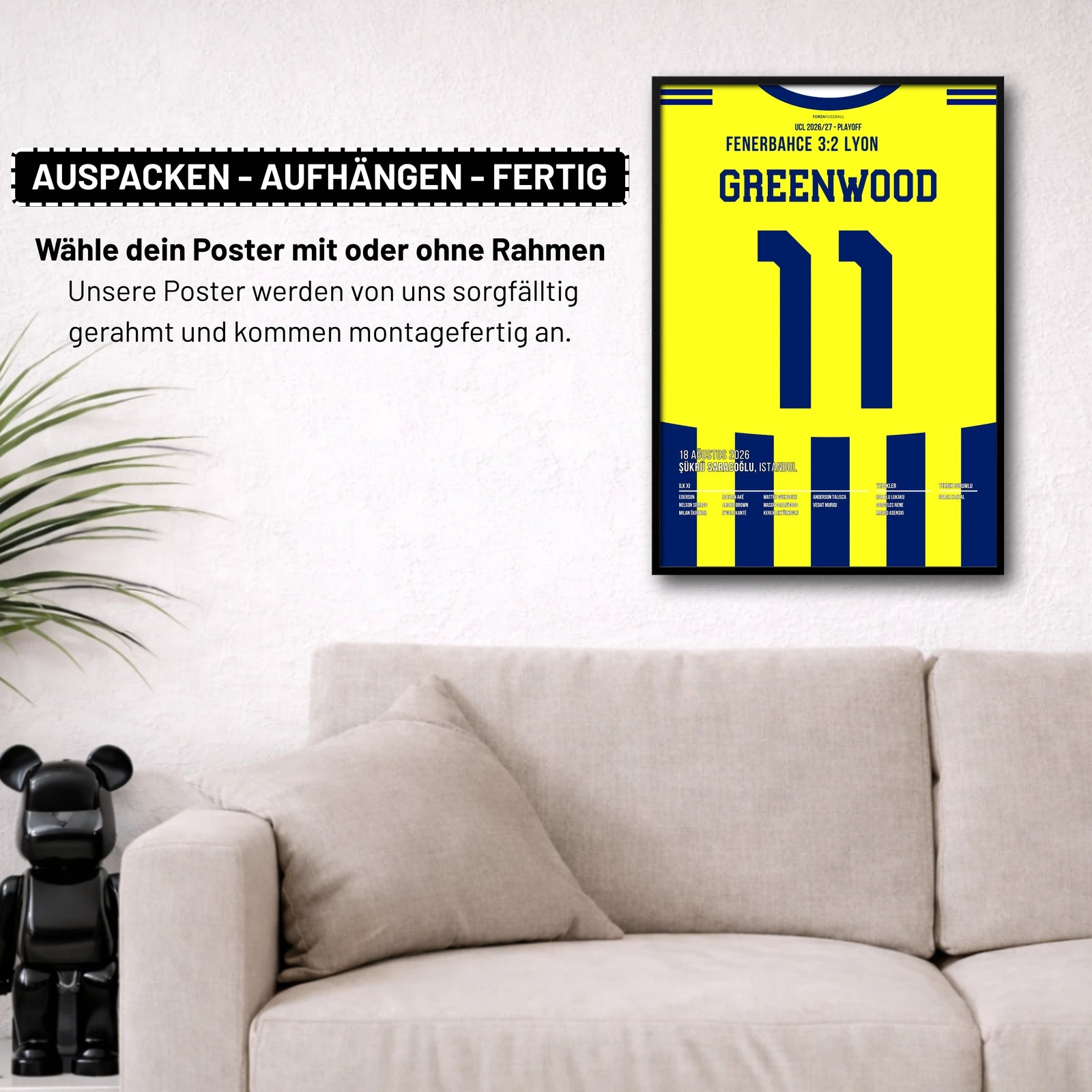 Poster kommt fertig gerahmt und montagefertig an