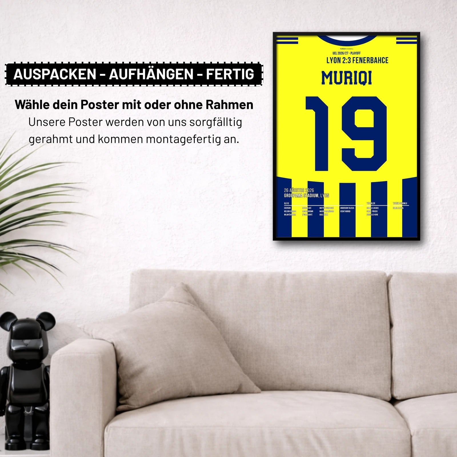 Poster kommt fertig gerahmt und montagefertig an