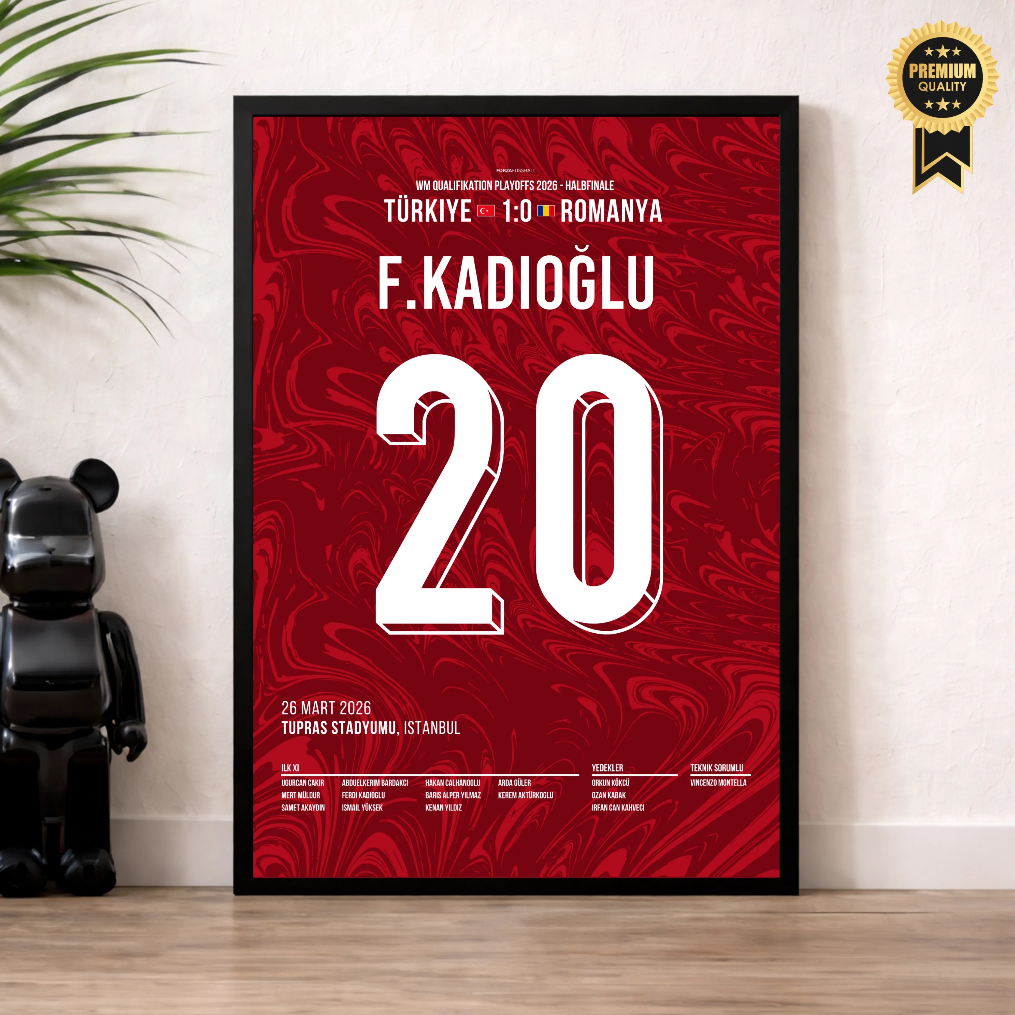 Ferdi wird zum Matchwinner gegen Rumänien Fußball Poster mit Rahmen