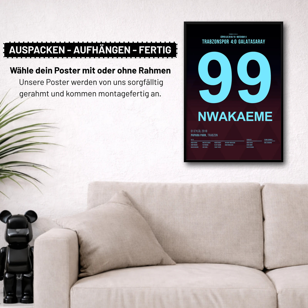 Poster kommt fertig gerahmt und montagefertig an