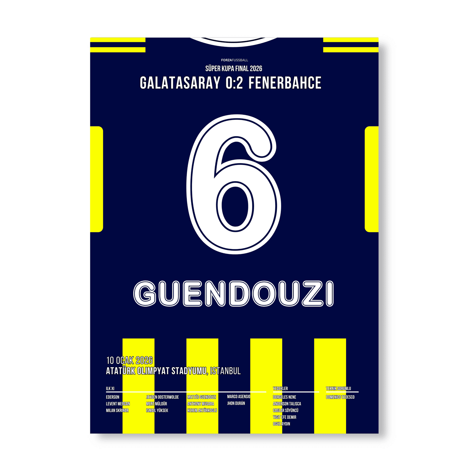 Guendouzi schießt Fener zum Super Cup Sieg gegen Gala Fußball Poster mit Rahmen