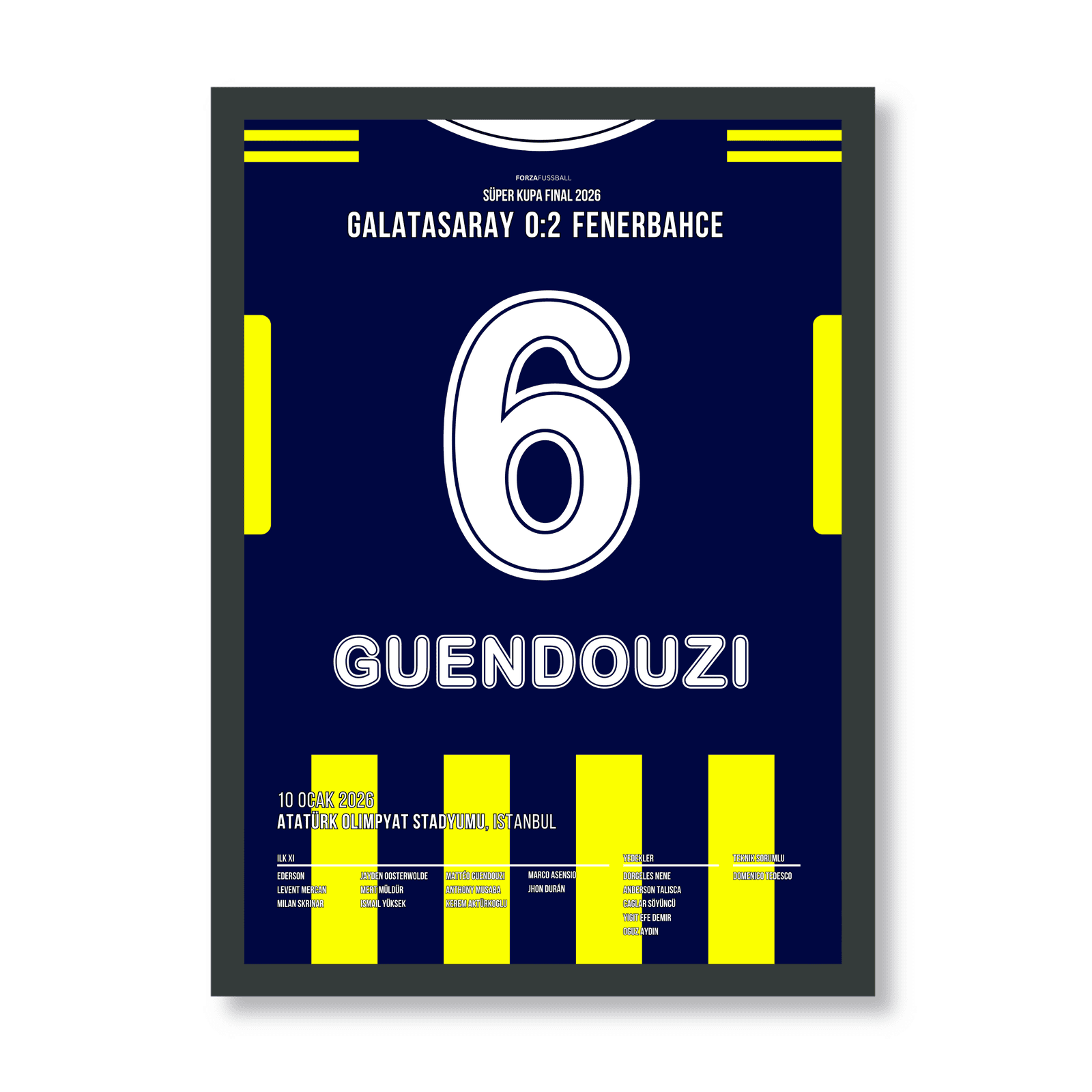 Guendouzi schießt Fener zum Super Cup Sieg gegen Gala Fußball Poster mit Rahmen