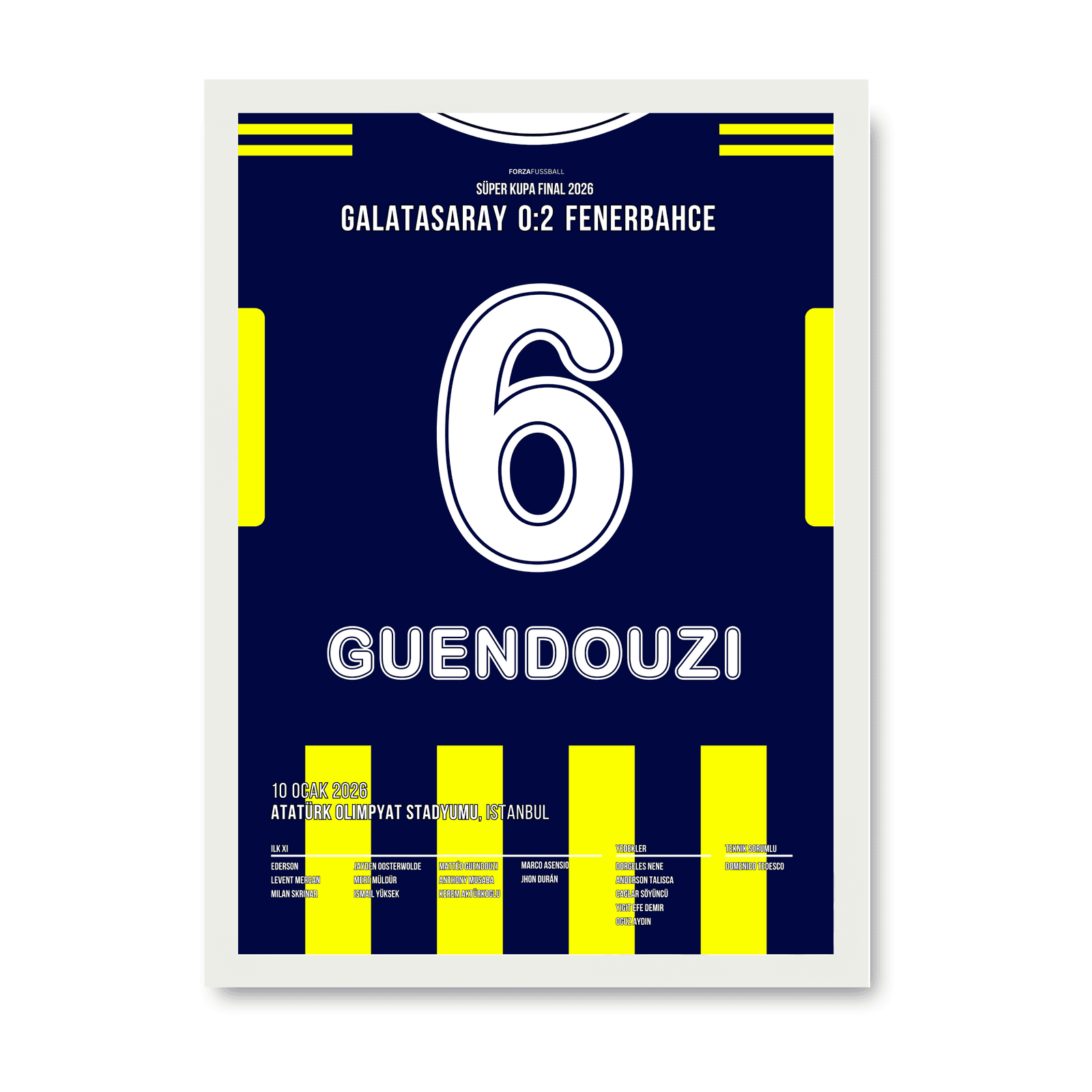 Guendouzi schießt Fener zum Super Cup Sieg gegen Gala Fußball Poster mit Rahmen