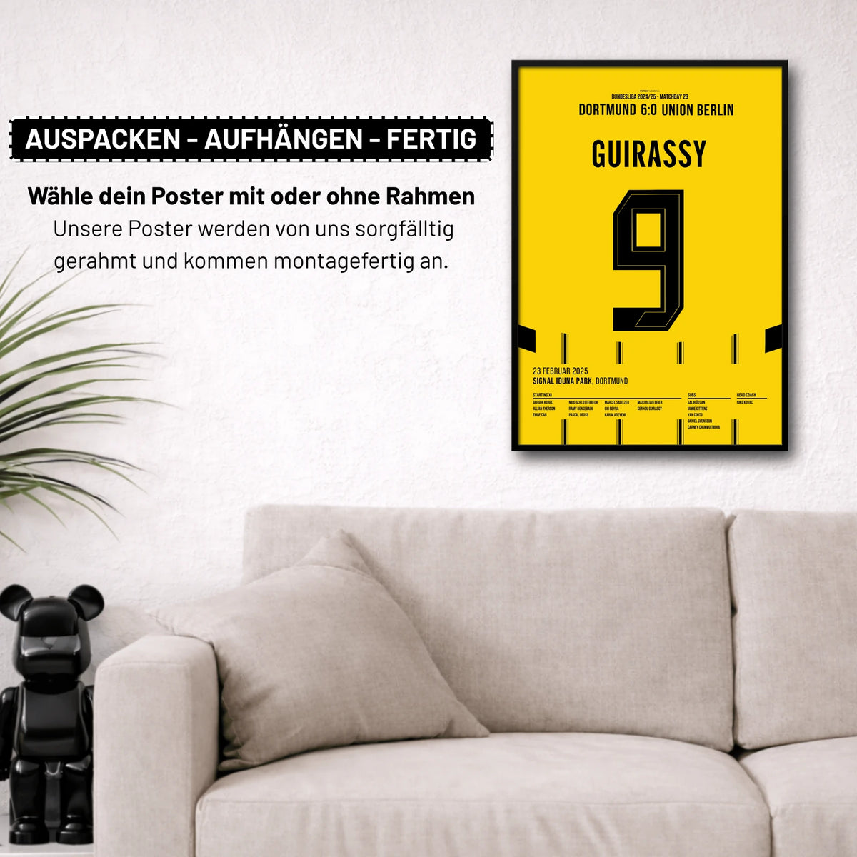 Poster kommt fertig gerahmt und montagefertig an