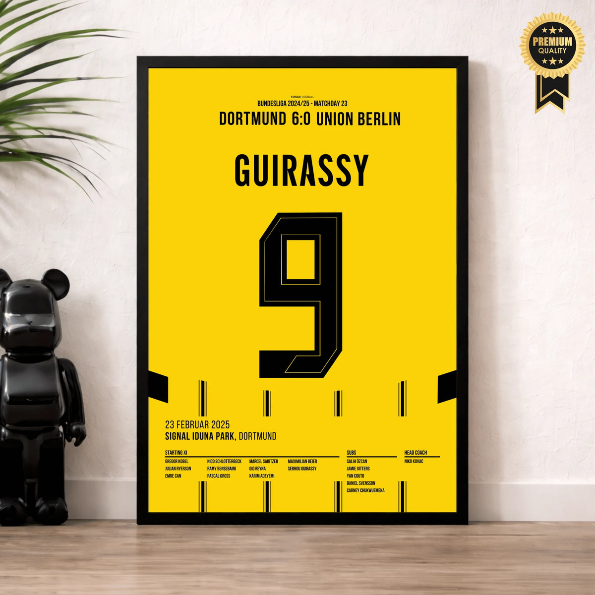 Serhou Guirassy Dortmund Poster – 6:0 gegen Union Berlin, im Wohnzimmer