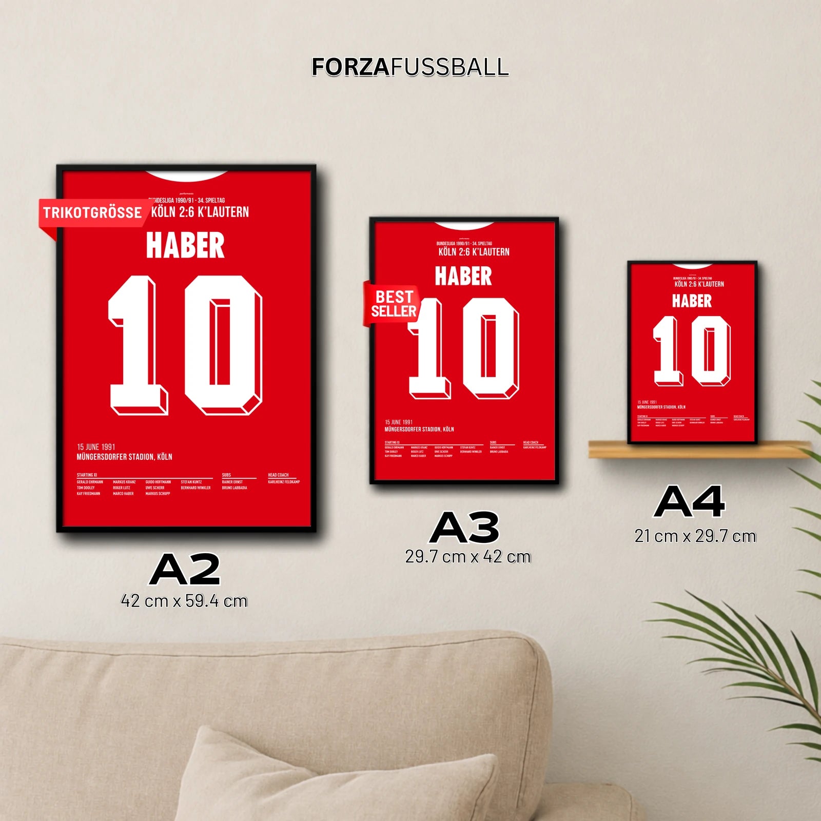 Haber 10 Poster in A2, A3 und A4 im Groessenvergleich
