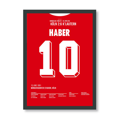 Haber 10 Poster im schwarzen Rahmen - Koeln 2:6 Kaiserslautern 1991
