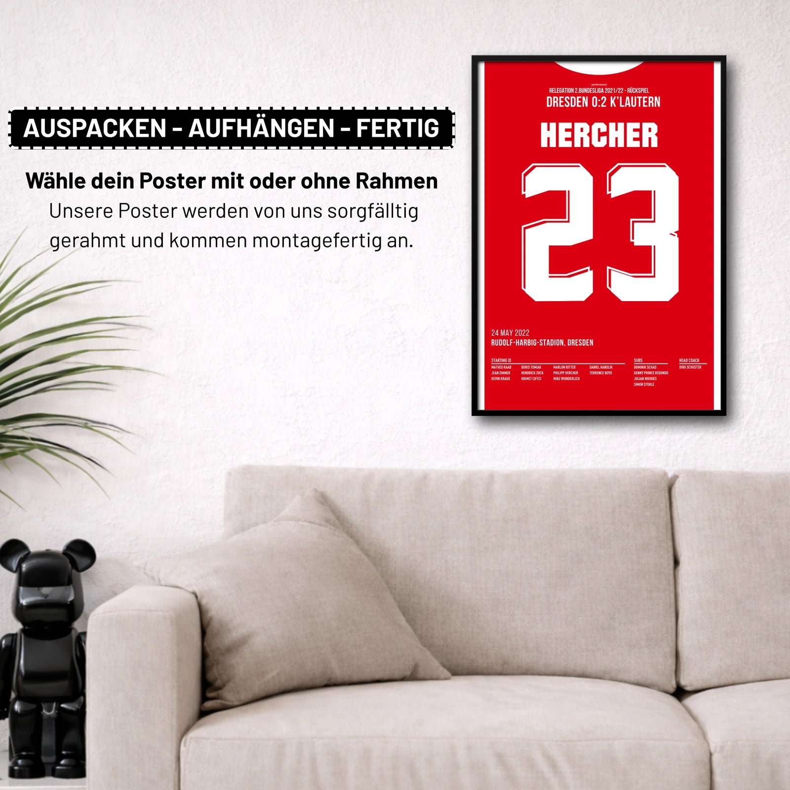 Poster kommt fertig gerahmt und montagefertig an