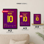 Messi´s 5er Pack beim 7:1 gegen Leverkusen Fußball Poster mit Rahmen