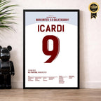 Icardi lüpft Gala zum Sieg im Old Traford Fußball Poster mit Rahmen