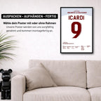 Icardi lüpft Gala zum Sieg im Old Traford Fußball Poster mit Rahmen