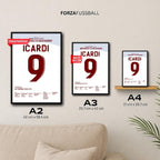 Icardi lüpft Gala zum Sieg im Old Traford Fußball Poster mit Rahmen