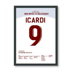 Icardi lüpft Gala zum Sieg im Old Traford Fußball Poster mit Rahmen