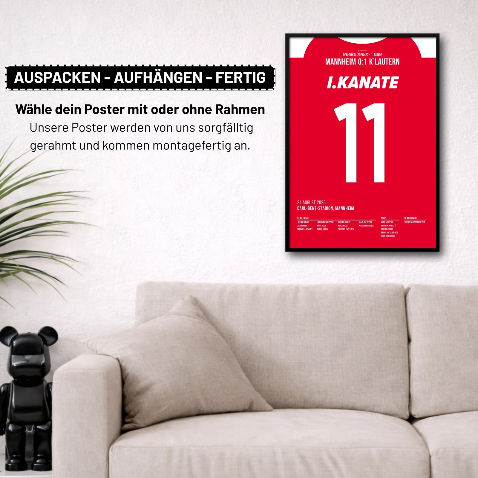 Poster kommt fertig gerahmt und montagefertig an