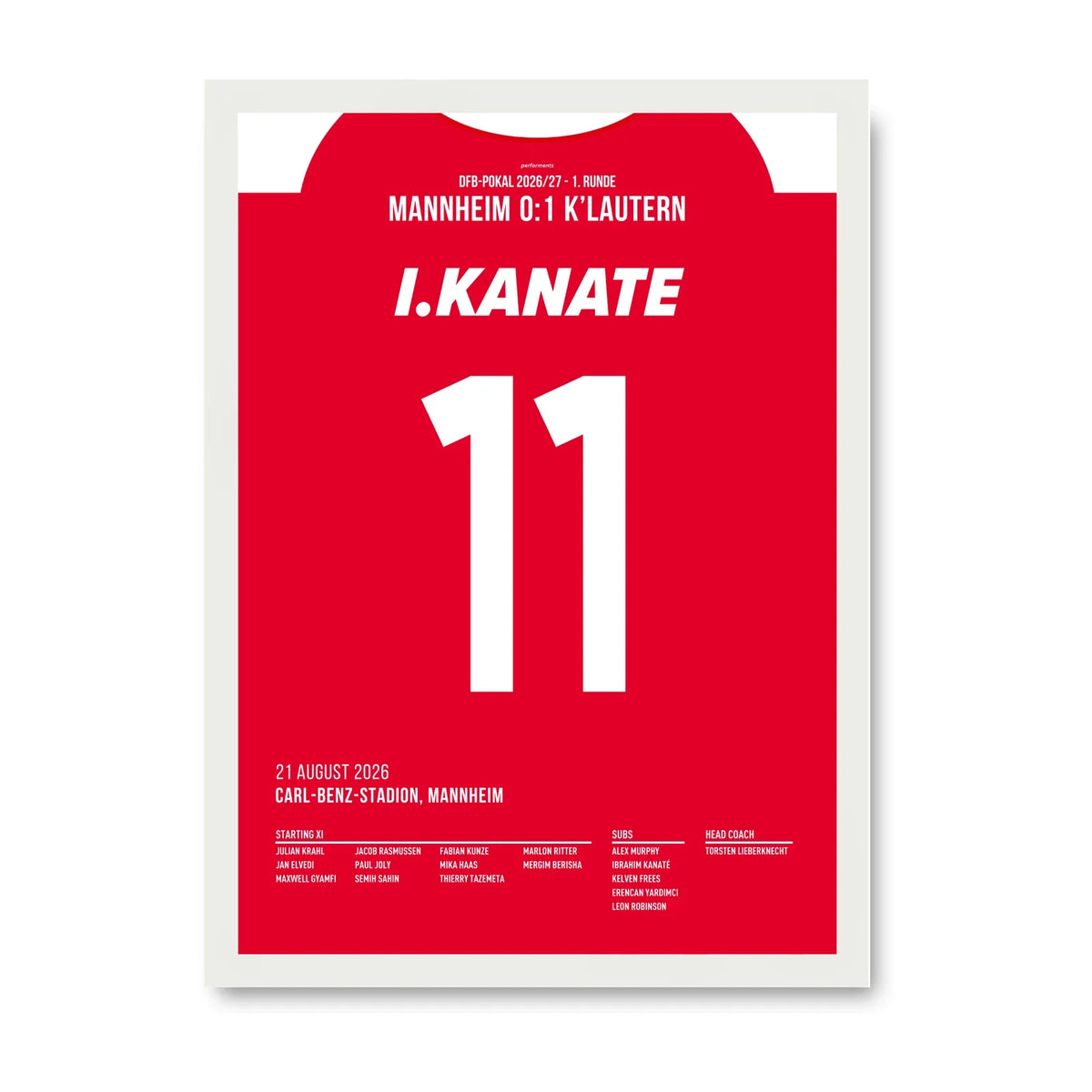 Kanate Kaiserslautern Poster mit weissem Rahmen