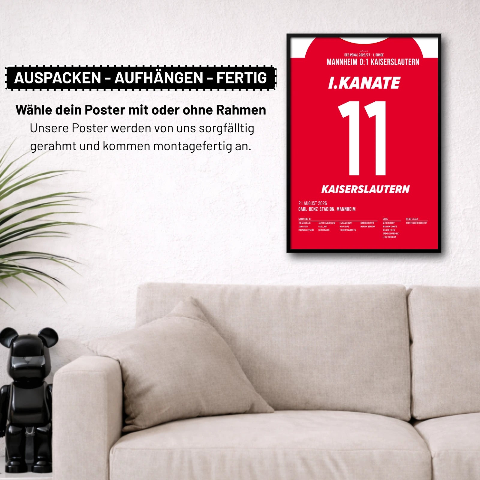 Poster kommt fertig gerahmt und montagefertig an